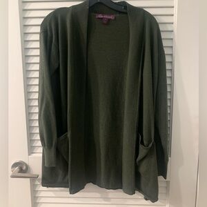 Gloria Vanderbilt Open Front Lightweight cardigan in olive green